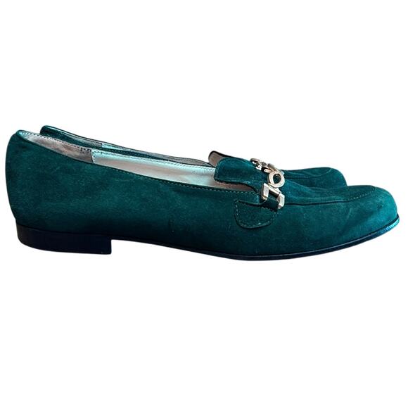 Bally of Switzerland April Hunter Green Suede Loafers Size 8 N Made in Italy - Picture 3 of 12